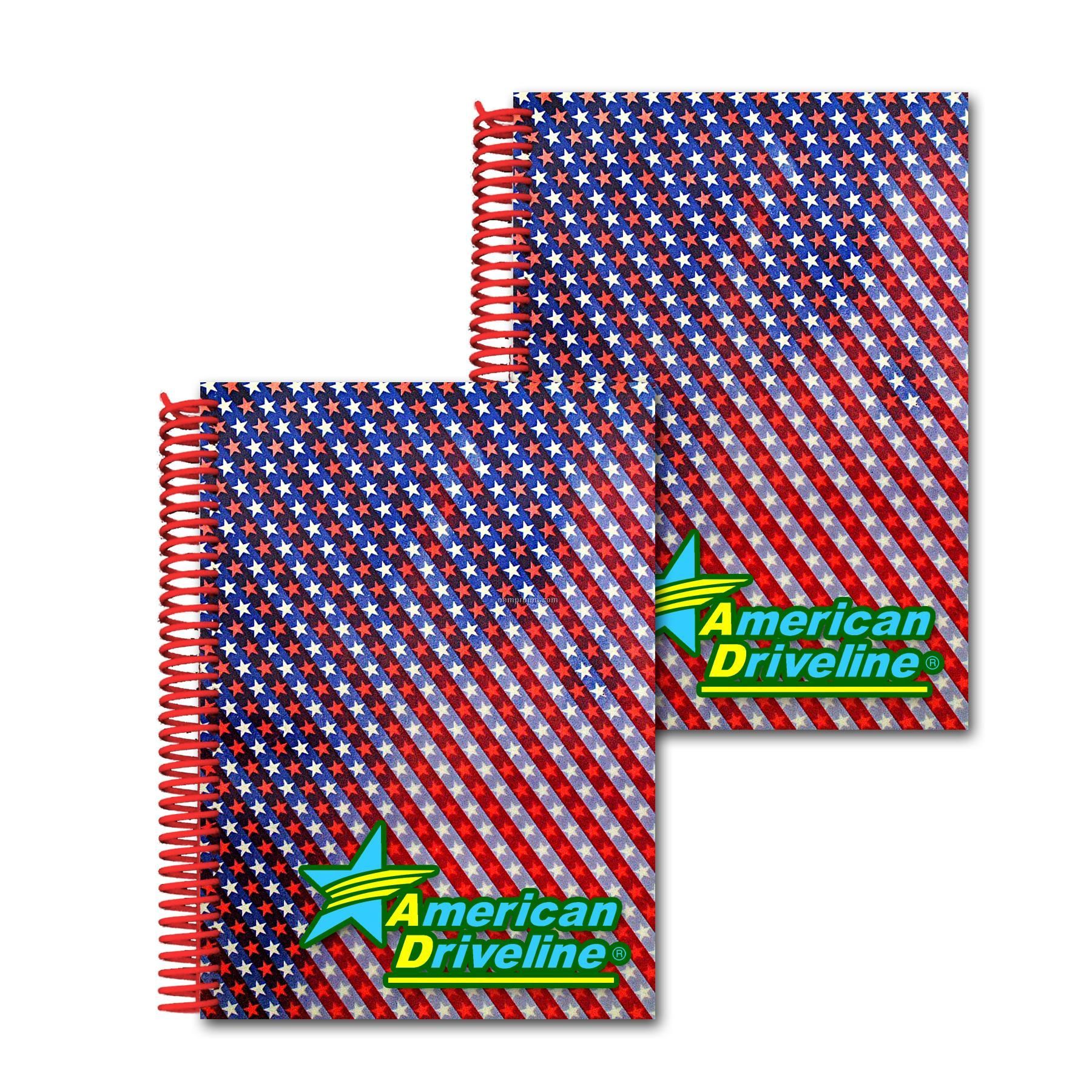 3d Lenticular Notebook Stock/Animated Stars And Stripes (Custom)