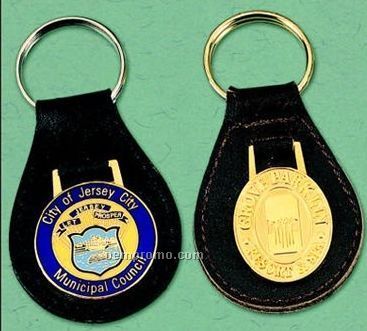 Custom Key Holder - Large Leather Key Fob With 1-1/4" Medallion