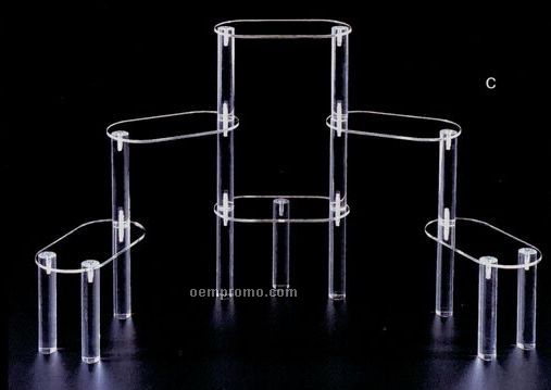 Mirrored Oval Multi Level Display Riser W/ 6 Shelves (7