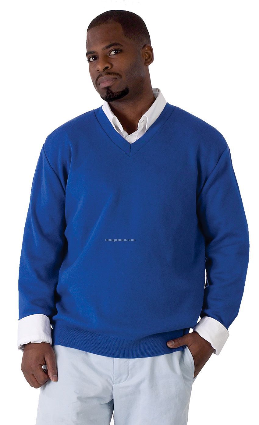 Cotton, Fine Gauge. V-neck Long Sleeve Pullover Men / Unisex: Xs-8xl