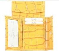 Ladies Croco Calfskin Credit Card Case (Yellow)