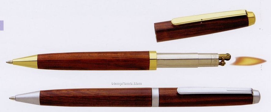 Rosewood Cigar Lighter Pen W/ Satin Silver Accent