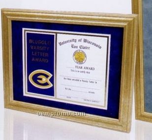 8-1/2"X11" Mdf Certificate Frame W/ Marbled Gold Wrap & Single Matboard