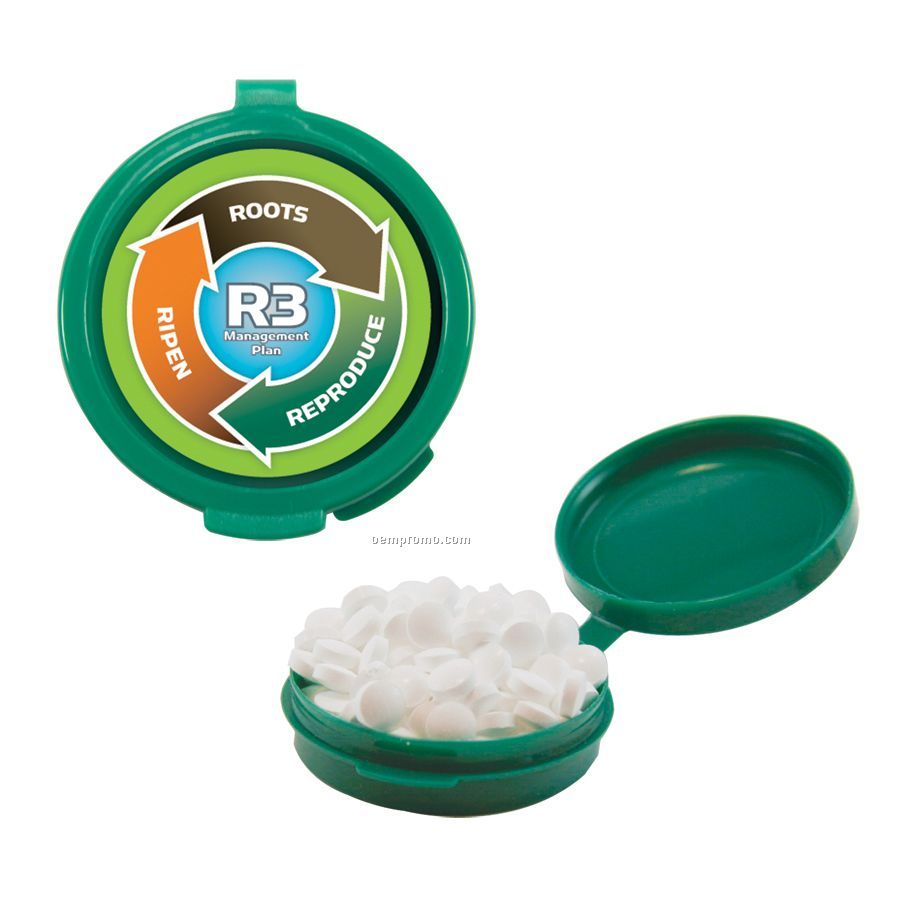 Green Hook-n-go Plastic Pill Case With Sugar Free Micro Mints