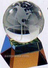 Large Crystal Globe W/ 2-1/8" Base