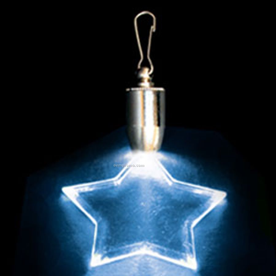 Light Up Pendant With Clip - Star - Blue LED