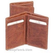 Tan Antique Calfskin Leather Card Case