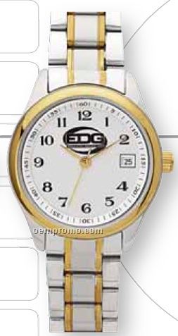 Watch Creations Ladies' Silver & Gold Finished Watch W/ Patterned Face