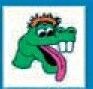 Animals Stock Temporary Tattoo - Green Goofy Dinosaur (1.5"X1.5")