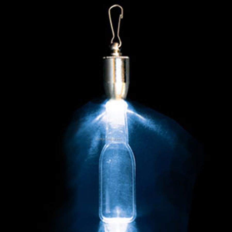 Light Up Pendant With Clip - Round Bottle - Blue LED
