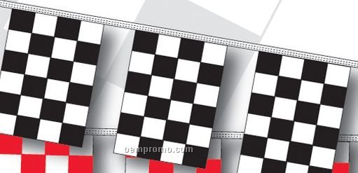 100' 8 Mil Rectangle Checkered Race Track Pennant - Black/White
