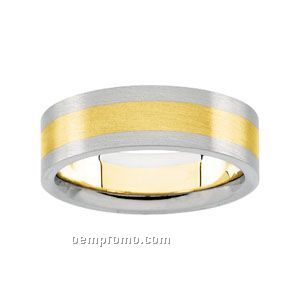 14ktt 6mm Ladies' Comfort Fit Wedding Band Ring (Gold Center) Size 7