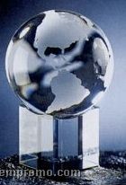 Crystal Globe Award With Meridian On Clear Or Rainbow Base (4