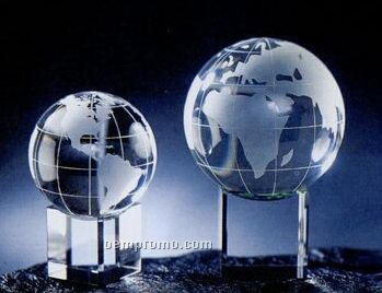 Crystal Globe Award With Meridian On Clear Or Rainbow Base (1 1/2")
