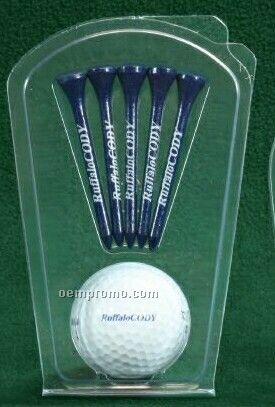 Golf Tee Pack - 1 Plain Golf Ball With Your Logo & Five 2 3/4