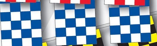 100' 8 Mil Rectangle Checkered Race Track Pennant - Blue/White