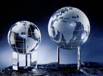 Crystal Globe Award With Meridian On Clear Or Rainbow Base (2 3/8")