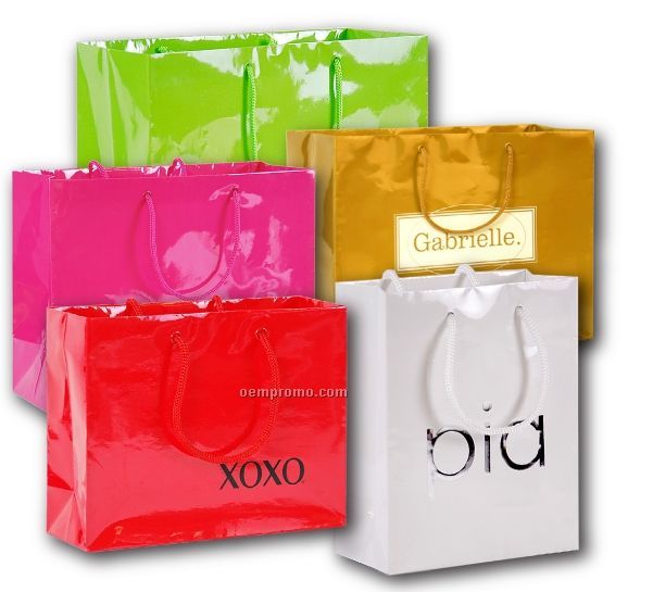 Hot Stamped Laminated Paper Euro Shopping Bag (6.5"X3"X8")