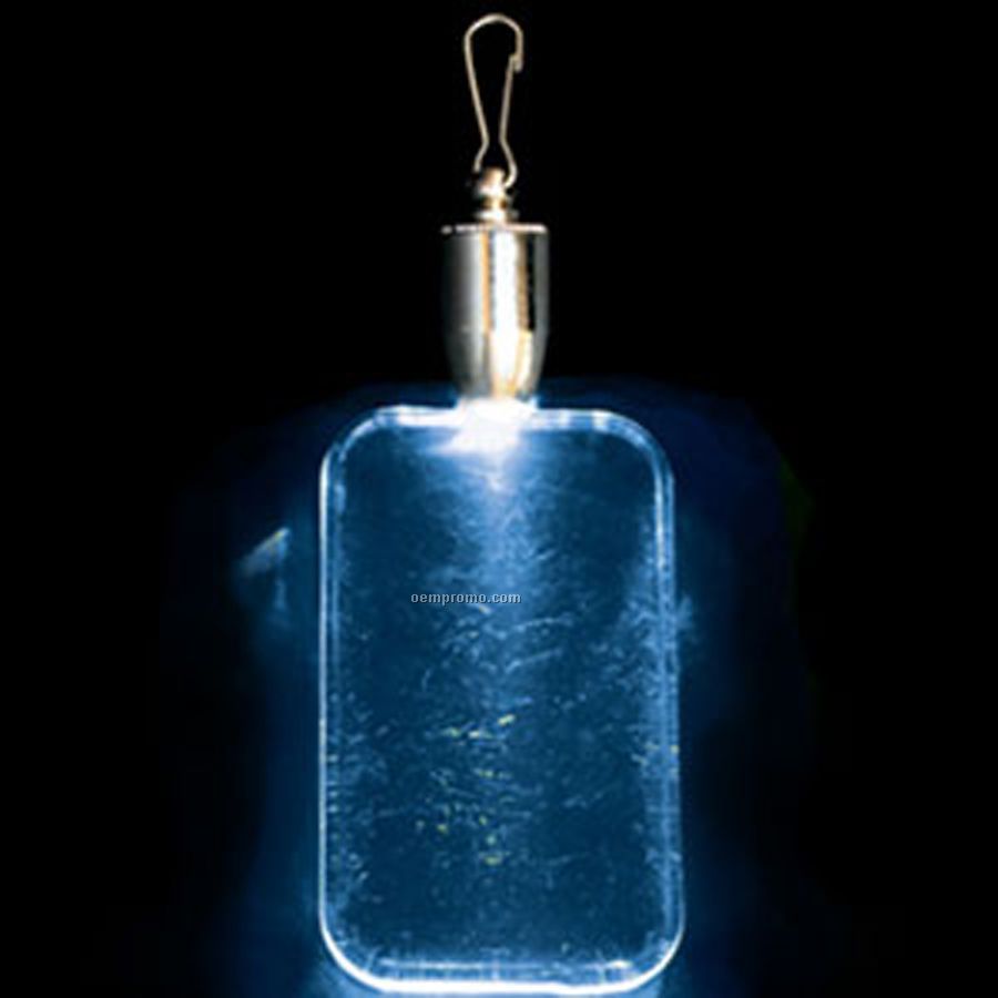 Light Up Pendant With Clip - Dog Tag - Blue LED