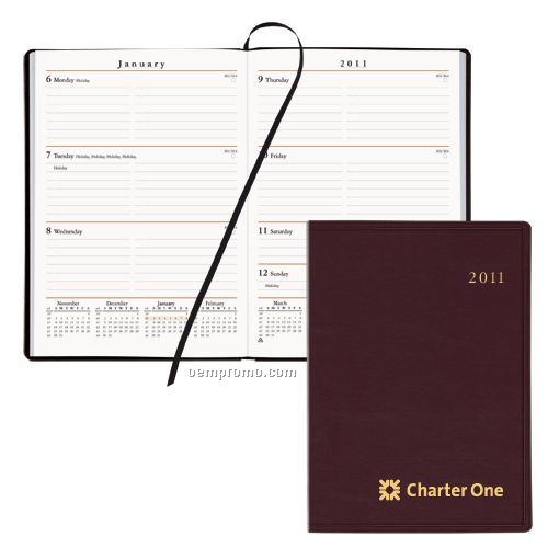 Portable Weekly Desk Planner W/ Bonded Leather Cover