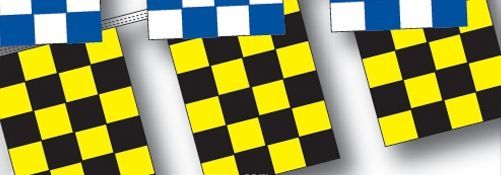 100' 8 Mil Rectangle Checkered Race Track Pennant - Black/Yellow