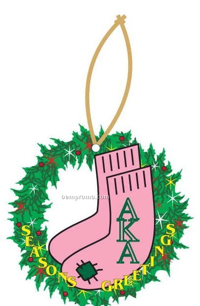 Alpha Kappa Alpha Sorority Socks Wreath Ornament/ Mirror Back (10 Sq. Inch)