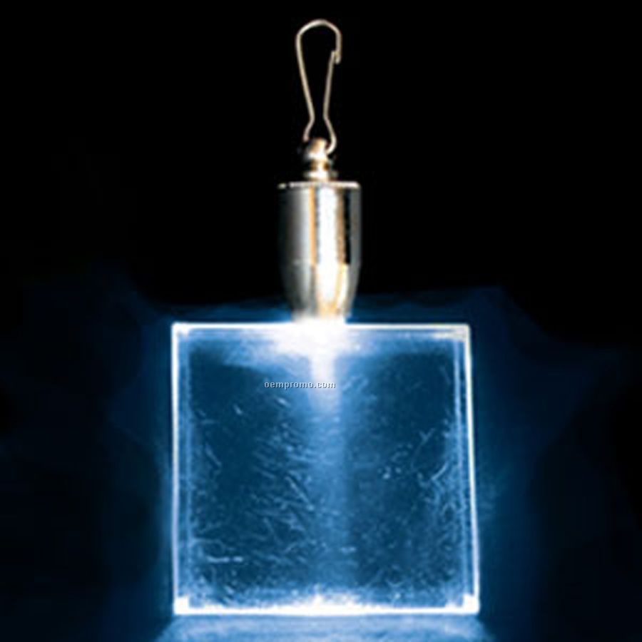 Light Up Pendant With Clip - Square - Blue LED