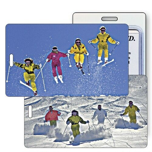 Luggage Tag 3d Lenticular Skiers, Slope, Jump Stock Image (Imprint Product)