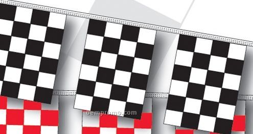 100' 4 Mil Rectangle Checkered Race Track Pennant - Black/White