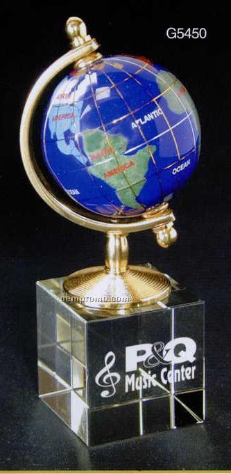 Crystal Gem Globe Award On Crystal Base