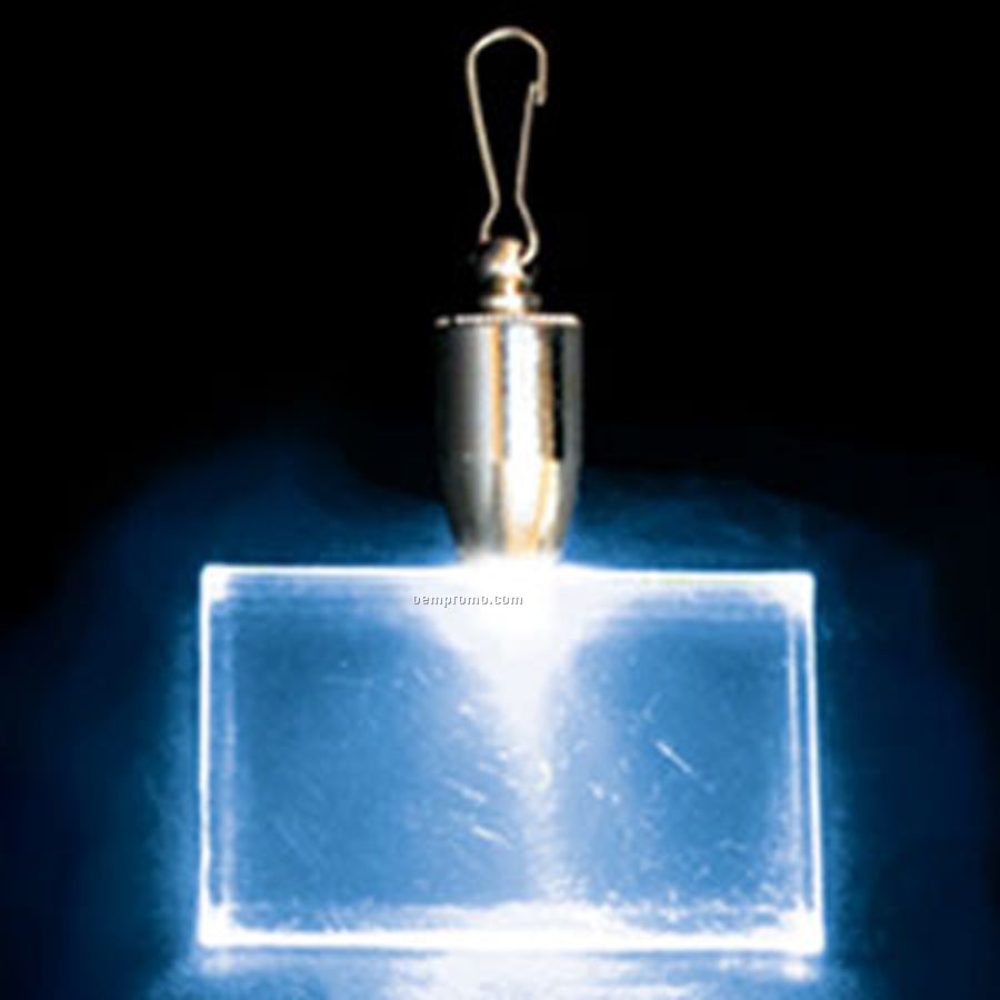 Light Up Pendant With Clip - Rectangle - Blue LED