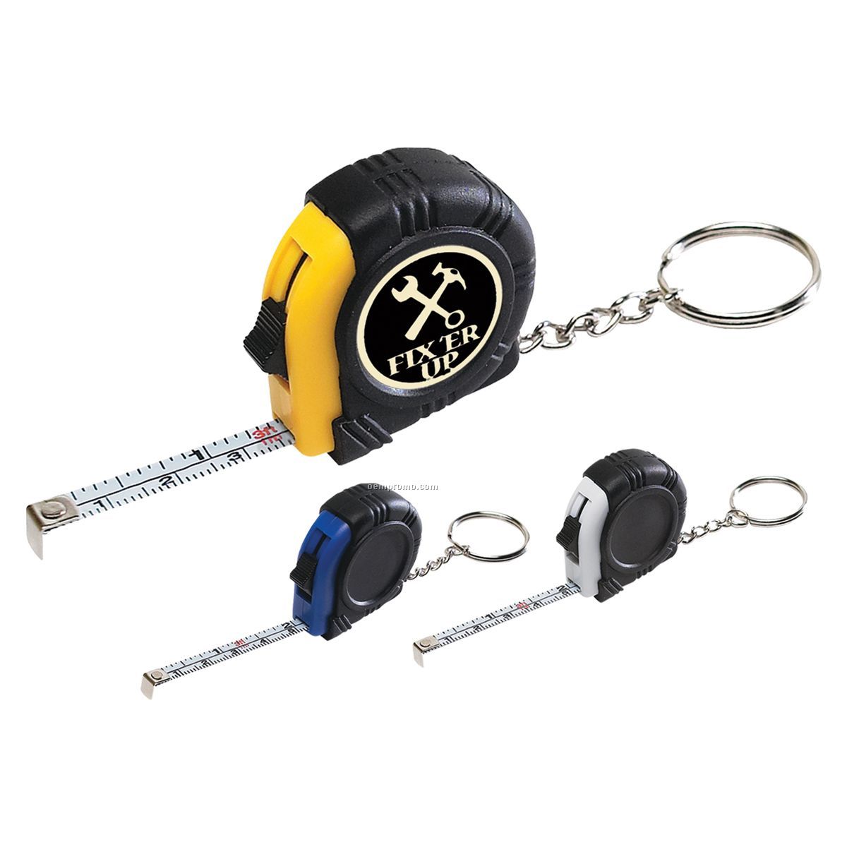 Rubber Tape Measure Key Tag W/ Laminated Label