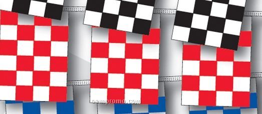 100' 4 Mil Rectangle Checkered Race Track Pennant - Red/White