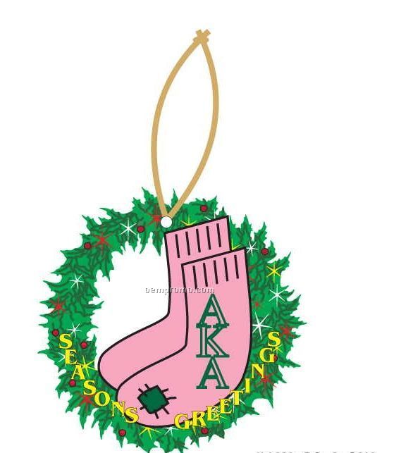 Alpha Kappa Alpha Sorority Socks Wreath Ornament/ Mirror Back (12 Sq. Inch)