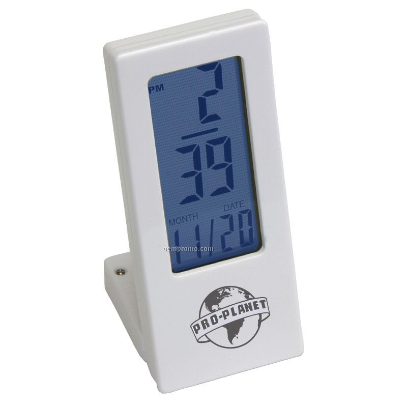 Tilting Alarm Clock W/Touch Sensitive Blue LED Light