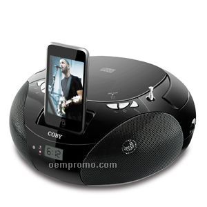 Coby Portable CD Player With AM/FM Radio Speaker System & Ipod Docking