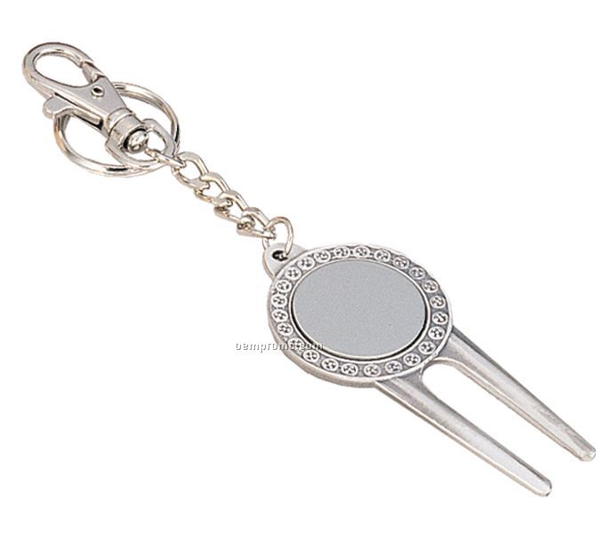 Golfer's Key Chain With Divot And Ball Marker