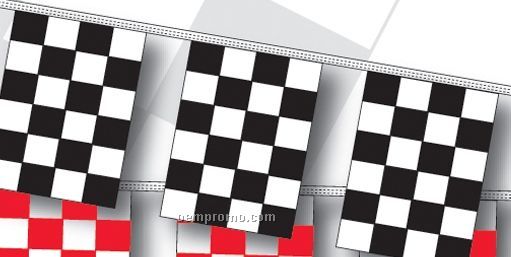 30' 8 Mil Rectangle Checkered Race Track Pennant - Black/White