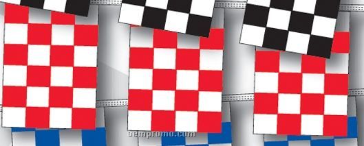30' 8 Mil Rectangle Checkered Race Track Pennant - Red/White