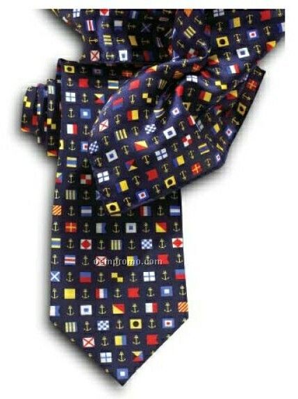 Wolfmark Nautical Flag Novelty Neckwear 100% Silk Tie (58"X3-7/8")