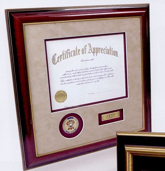 14-1/2"X14-1/2" Mahogany Hardwood Certificate Frame