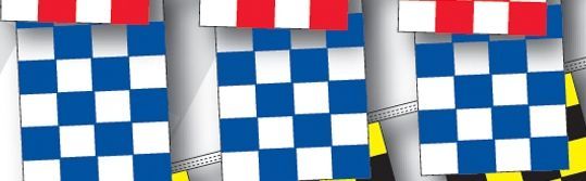 30' 8 Mil Rectangle Checkered Race Track Pennant - Blue/White