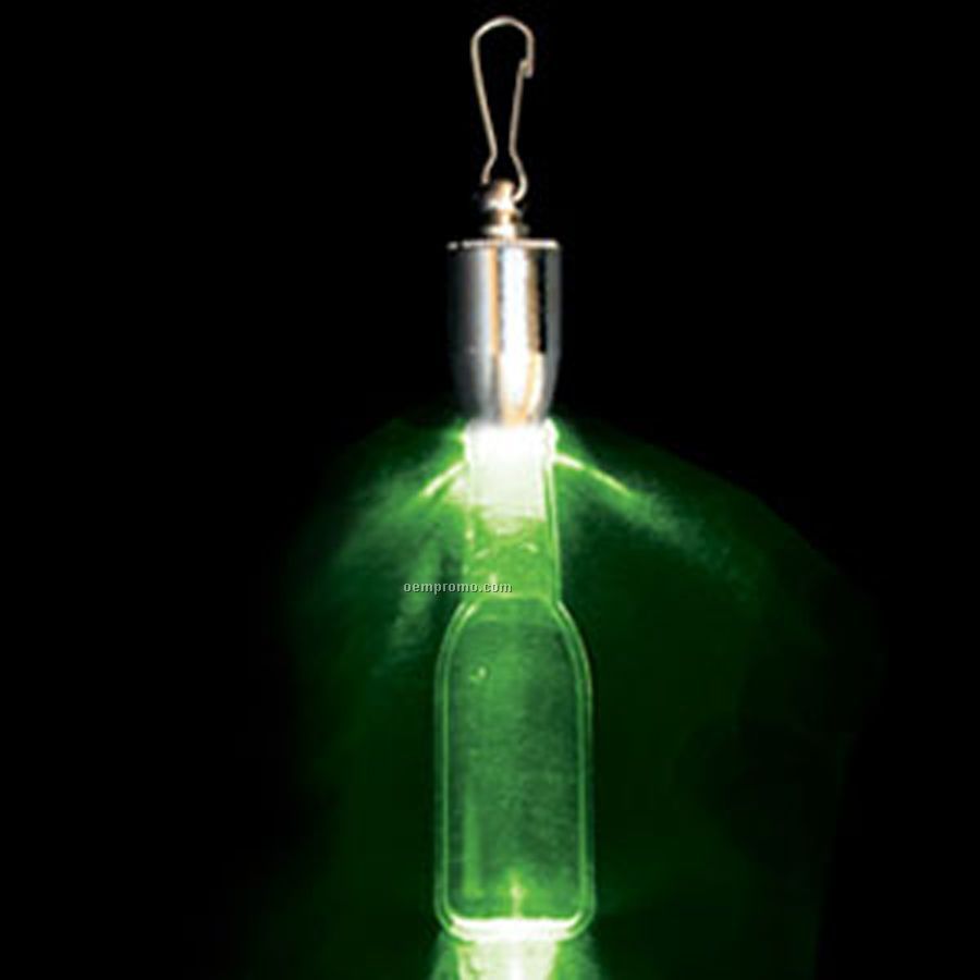 Light Up Pendant With Clip - Round Bottle - Green LED