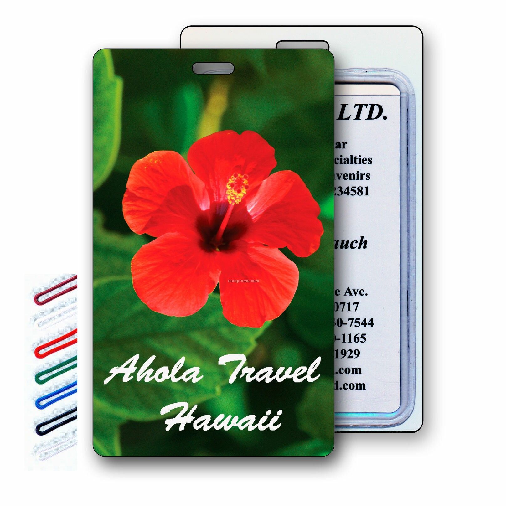 Luggage Tag 3d Lenticular Red Hibiscus Flower Stock Image (Blank Product)