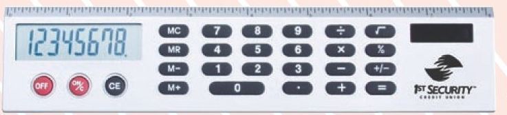 Silver Calculator Ruler With Jumbo Lcd Display