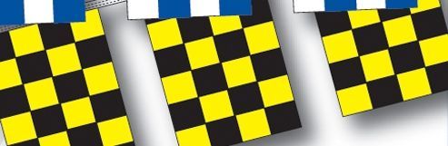 30' 8 Mil Rectangle Checkered Race Track Pennant - Black/Yellow