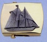 Deluxe Plated 2" Belt Buckle (Bluenose Sailboat)