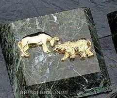 Green Marble Gold Plated Stock Market Paperweight