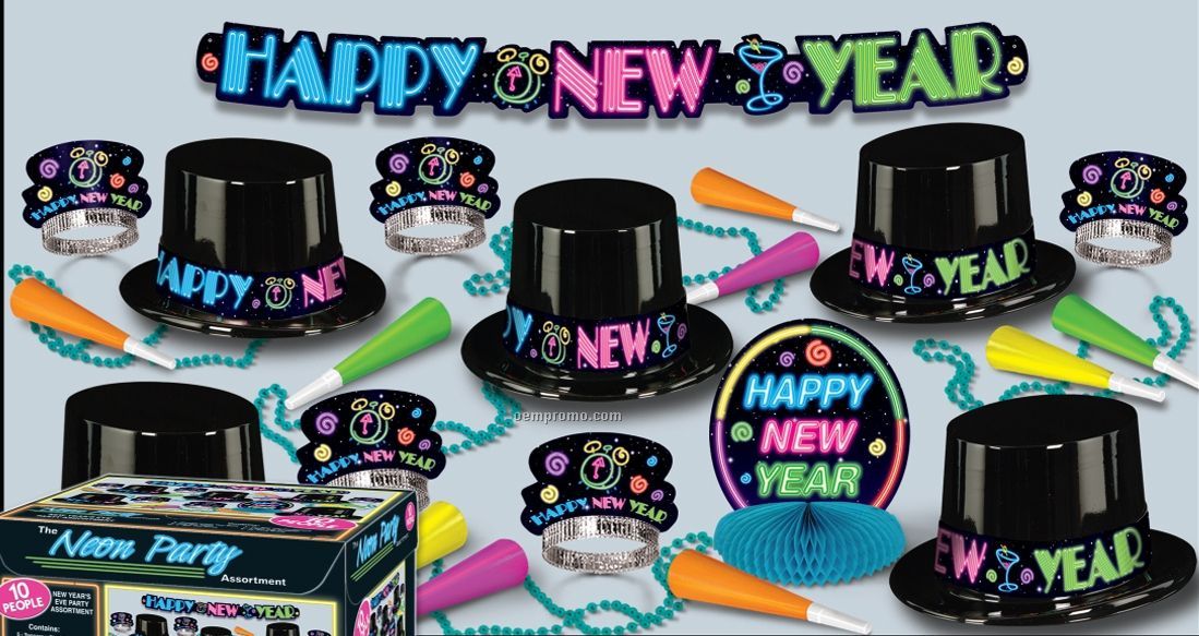 Neon Party New Year Assortment For 10