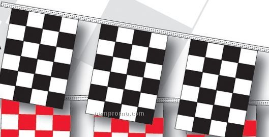 30' 4 Mil Rectangle Checkered Race Track Pennant - Black/White